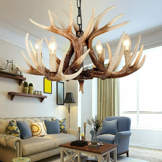 Rustic Chandelier Country Deer Antler Hanging Lamp Base for Home Store