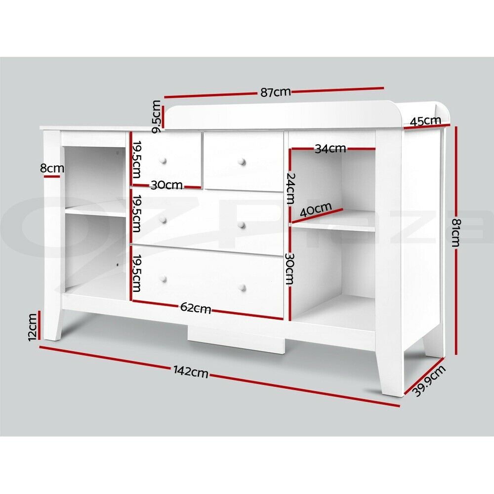 Keezi Baby Change Table Drawers Chest Home Cabinet Changer Nursery Furniture