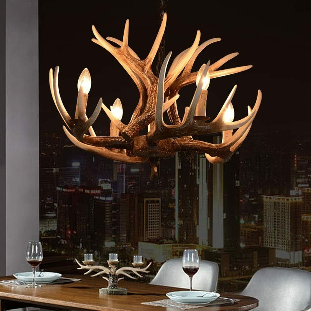 Rustic Chandelier Country Deer Antler Hanging Lamp Base for Home Store