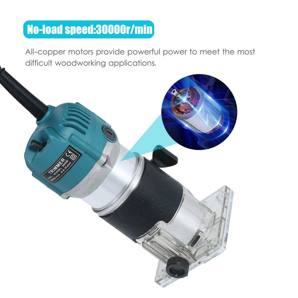 1/4'' 3000W Woodworking Electric Router Hand Trimmer Wood Laminate Palm Jointer.