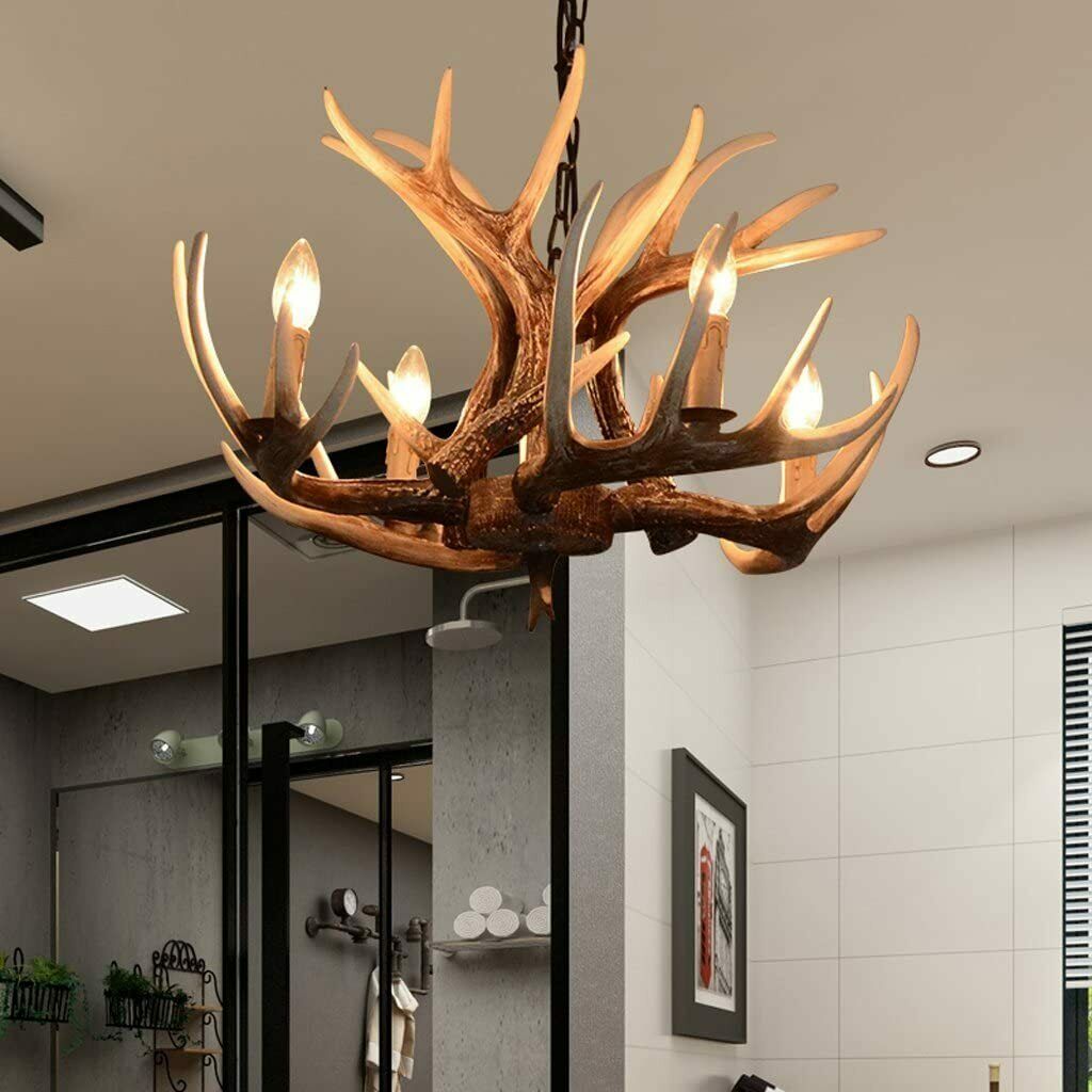 Rustic Chandelier Country Deer Antler Hanging Lamp Base for Home Store