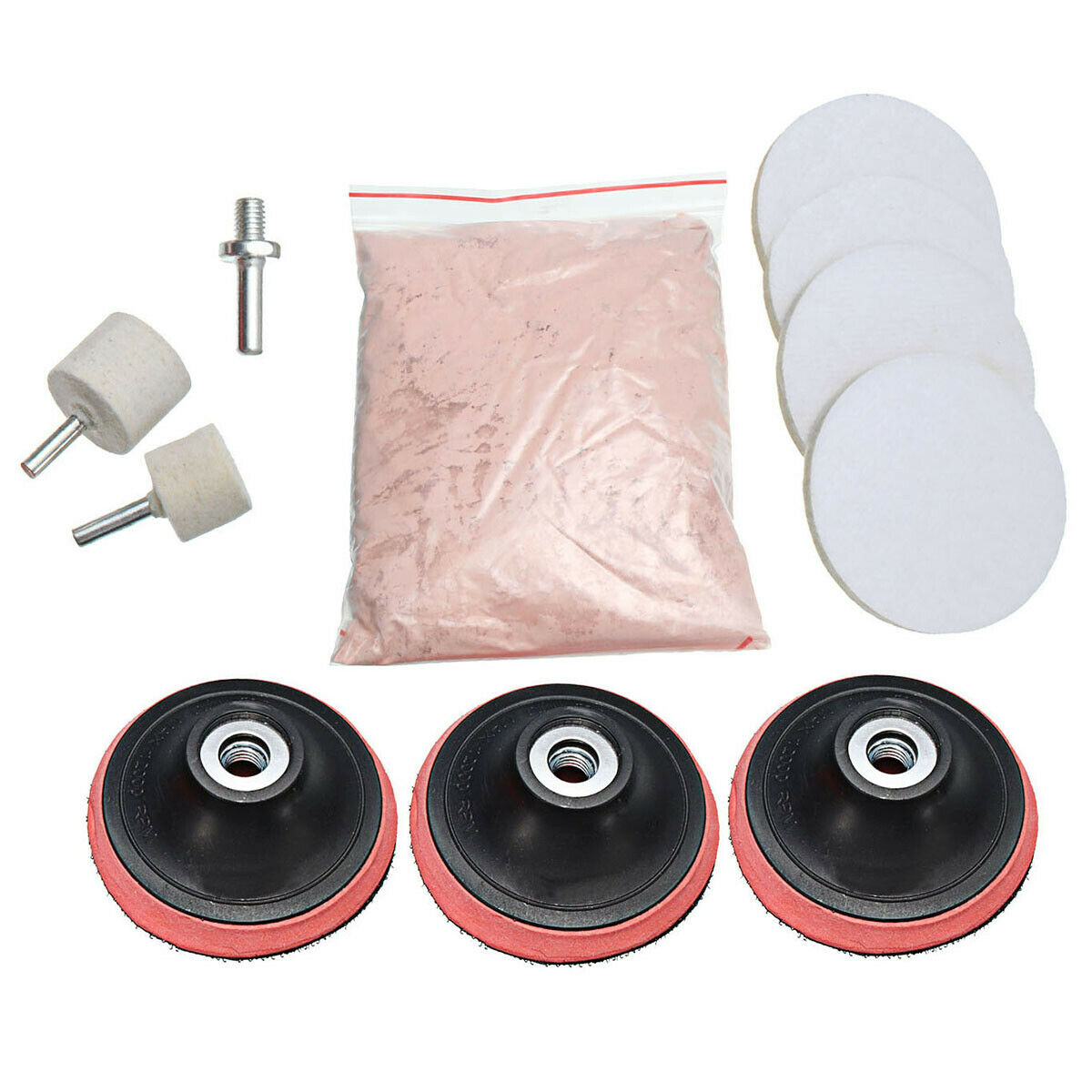 8OZ Glass Cerium Oxide Powder + 3'' Wheel + elt Scrach Removal Polishing Kit Too