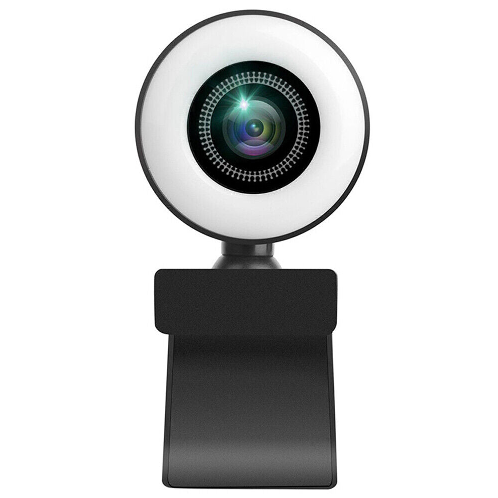 Full HD 2K USB Webcam PC Laptop Web Camera with Ring Light Mic for Video Calling