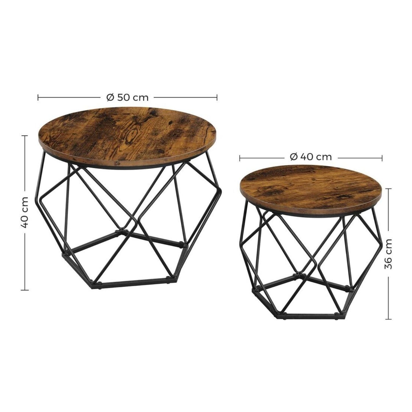 Vasagle Set of 2 Nesting Tables Coffee Tables Side Tables End Tables