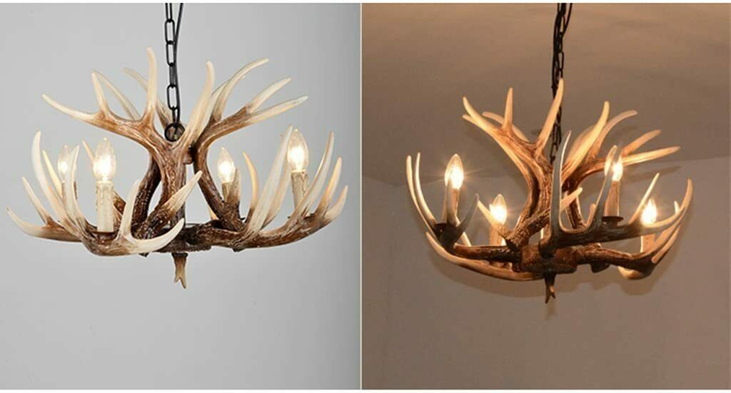 Rustic Chandelier Country Deer Antler Hanging Lamp Base for Home Store