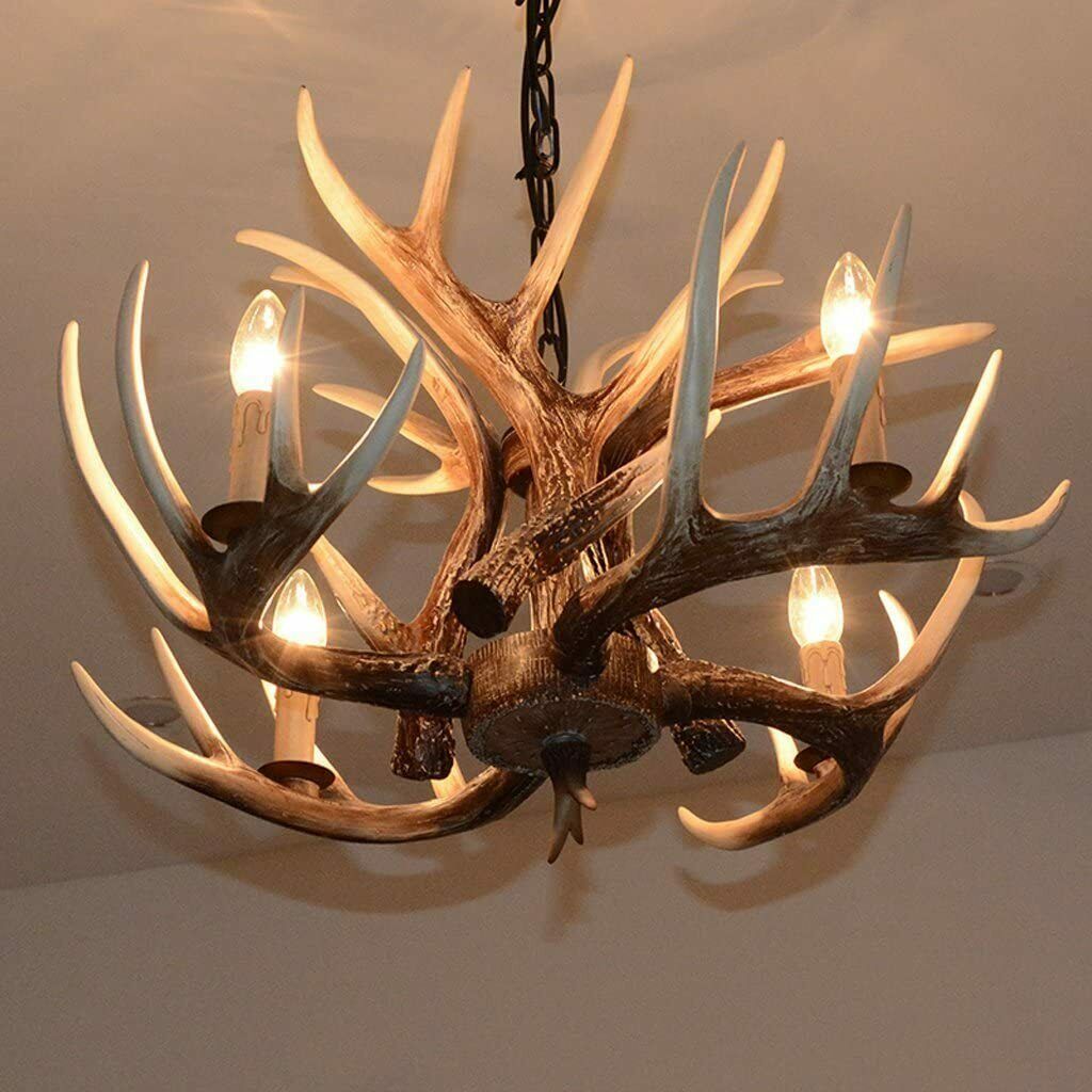 Rustic Chandelier Country Deer Antler Hanging Lamp Base for Home Store