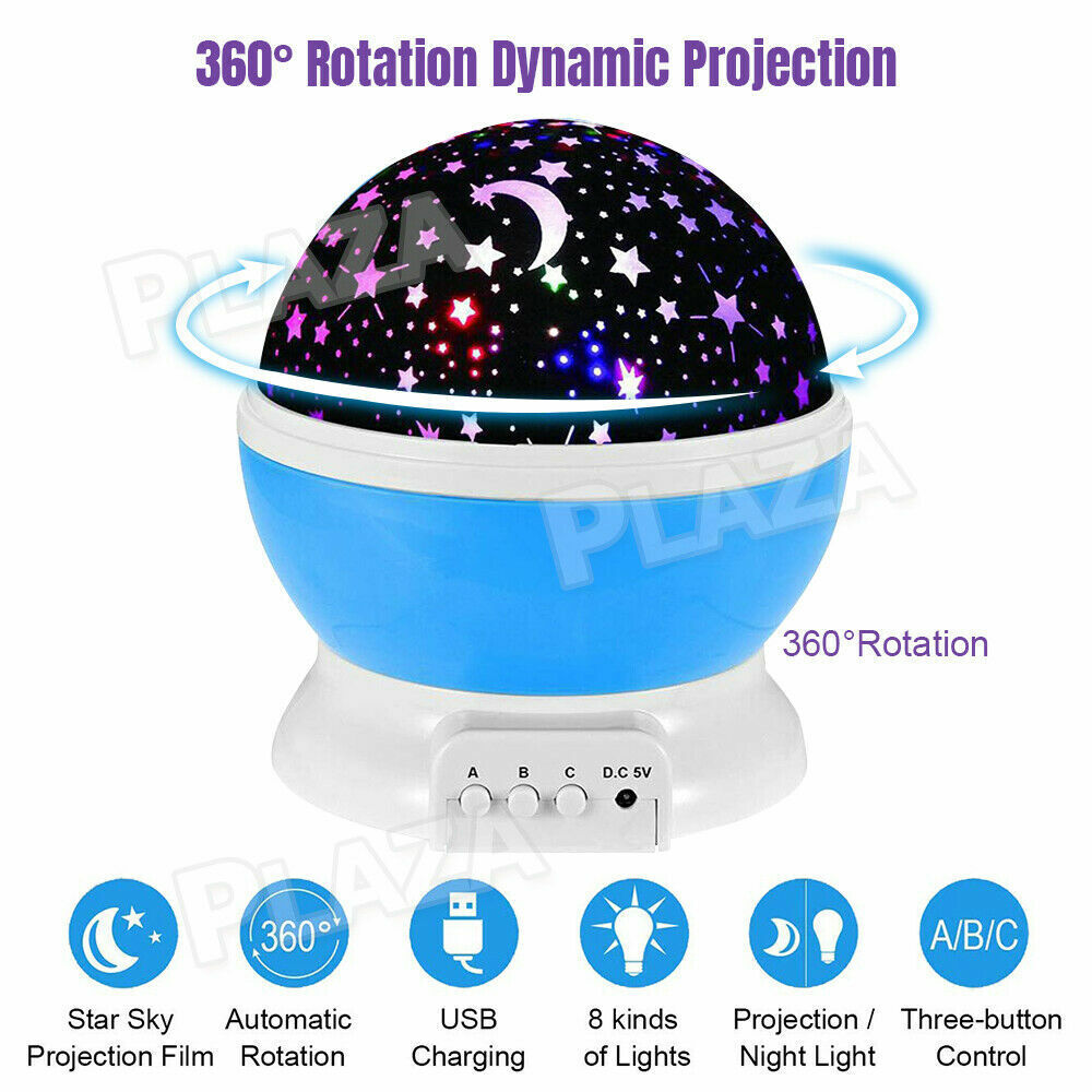 LED Night Star Galaxy Projector Light Lamp Rotating Starry Baby Room Kids Gift