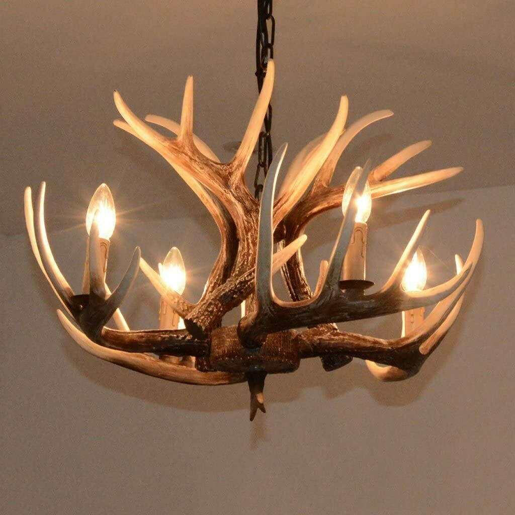 Rustic Chandelier Country Deer Antler Hanging Lamp Base for Home Store