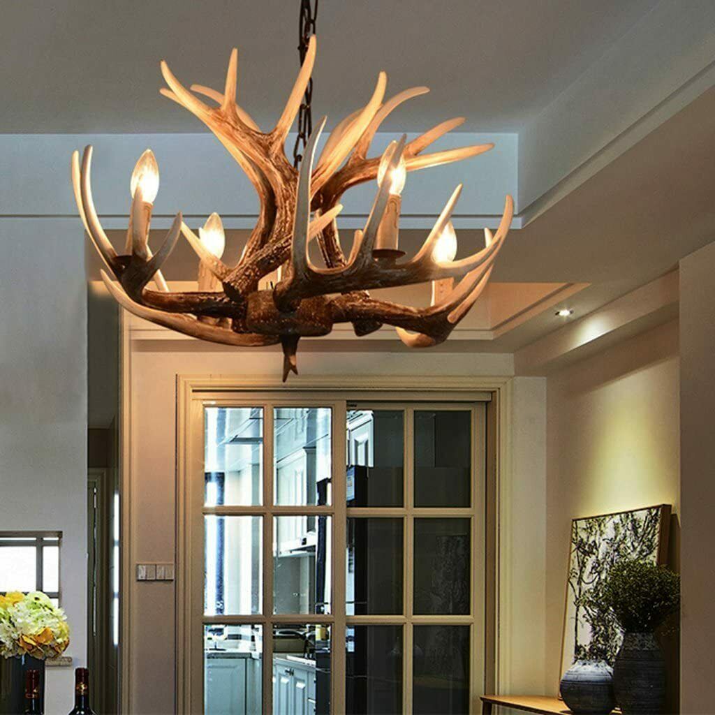 Rustic Chandelier Country Deer Antler Hanging Lamp Base for Home Store