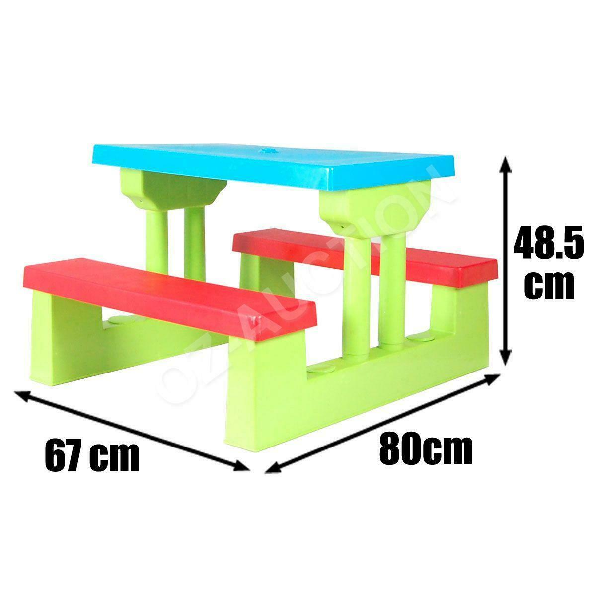 Multi-Colour Kids Picnic Table w/Umbrella Outdoor Indoor Play Bench Chair Set