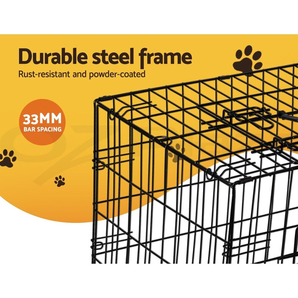 Dog Cage Crate Kennel Cat Collapsible Metal Cages 24"~ 48" Playpen Large