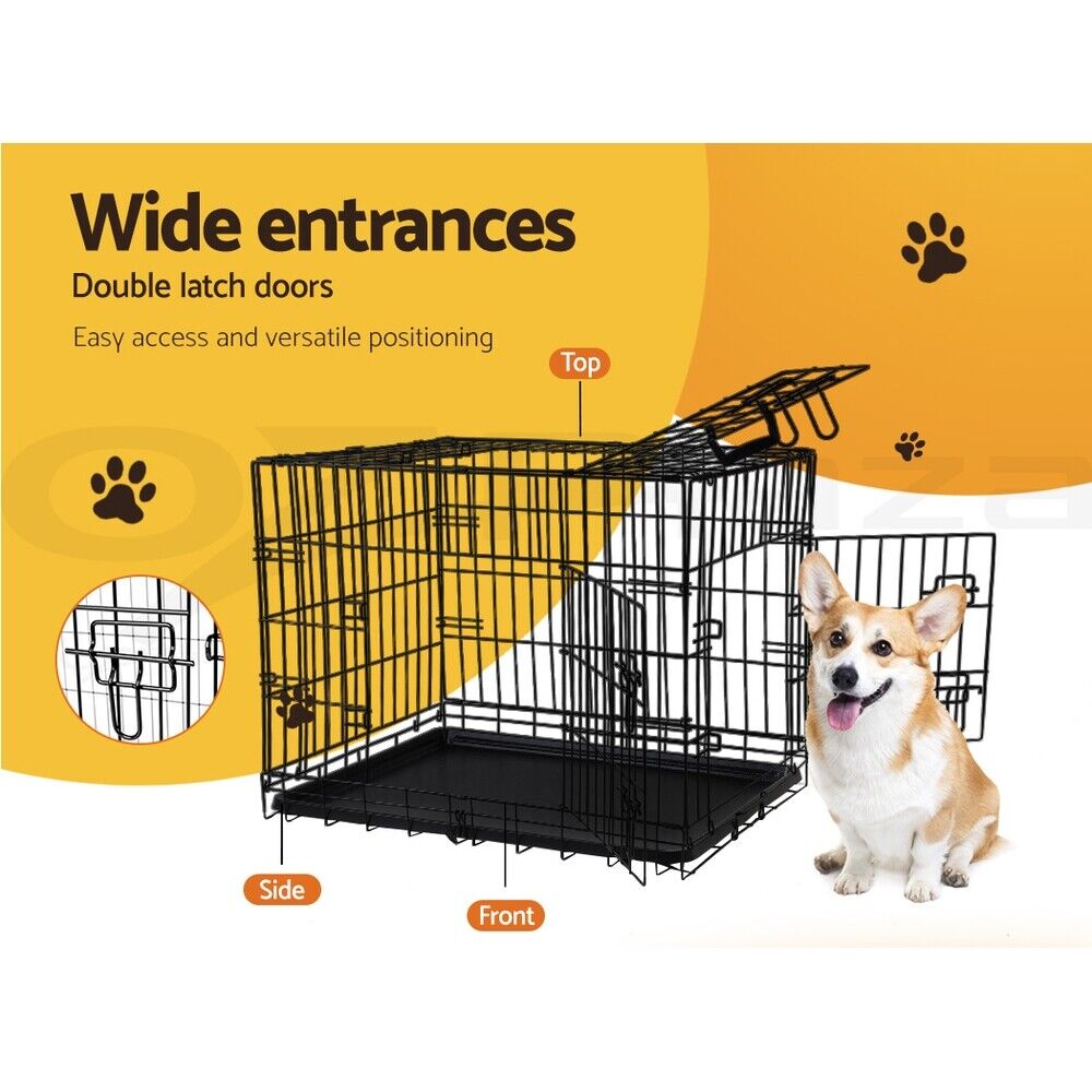 Dog Cage Crate Kennel Cat Collapsible Metal Cages 24"~ 48" Playpen Large