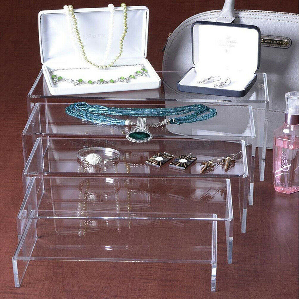 5PCS Jewellery Stand Riser Display Makeup Holders Clear Organisers Rack Acrylic