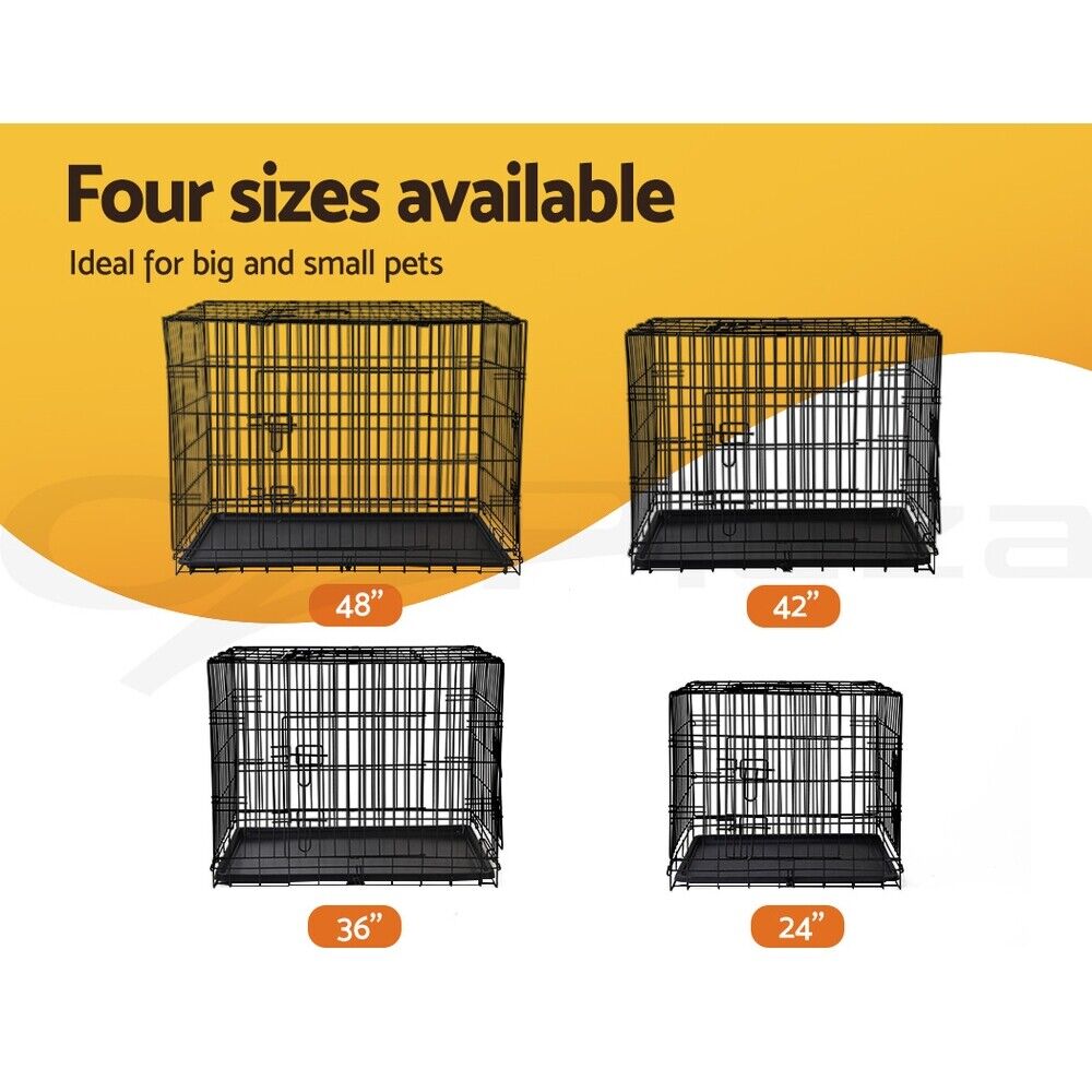 Dog Cage Crate Kennel Cat Collapsible Metal Cages 24"~ 48" Playpen Large