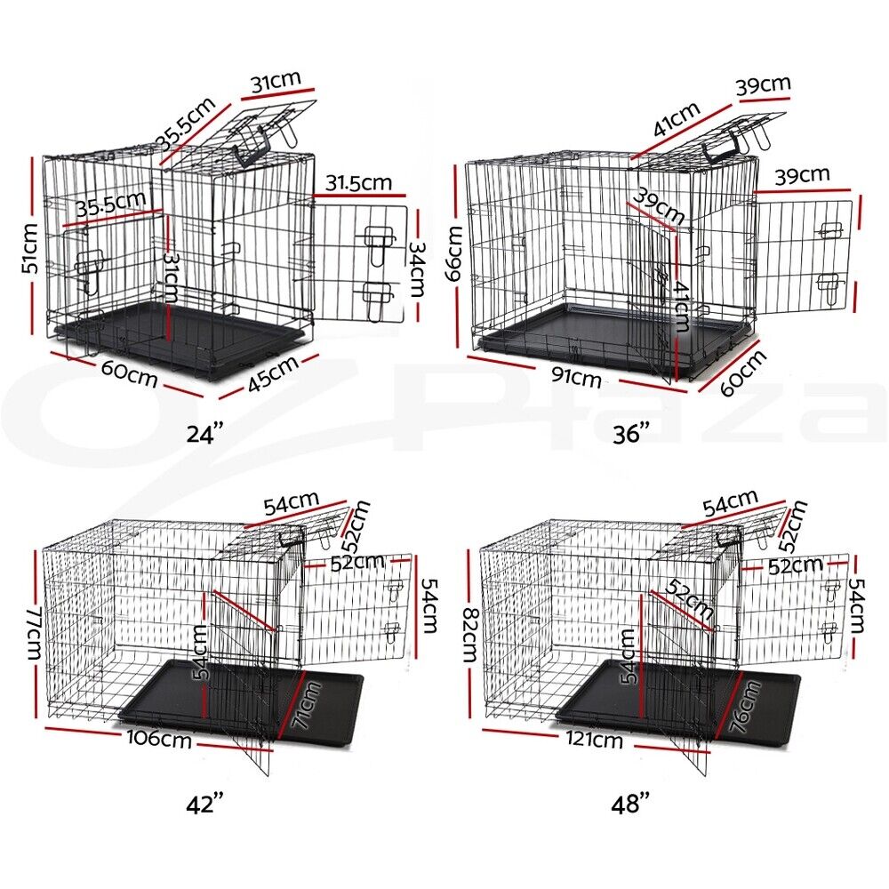 Dog Cage Crate Kennel Cat Collapsible Metal Cages 24"~ 48" Playpen Large