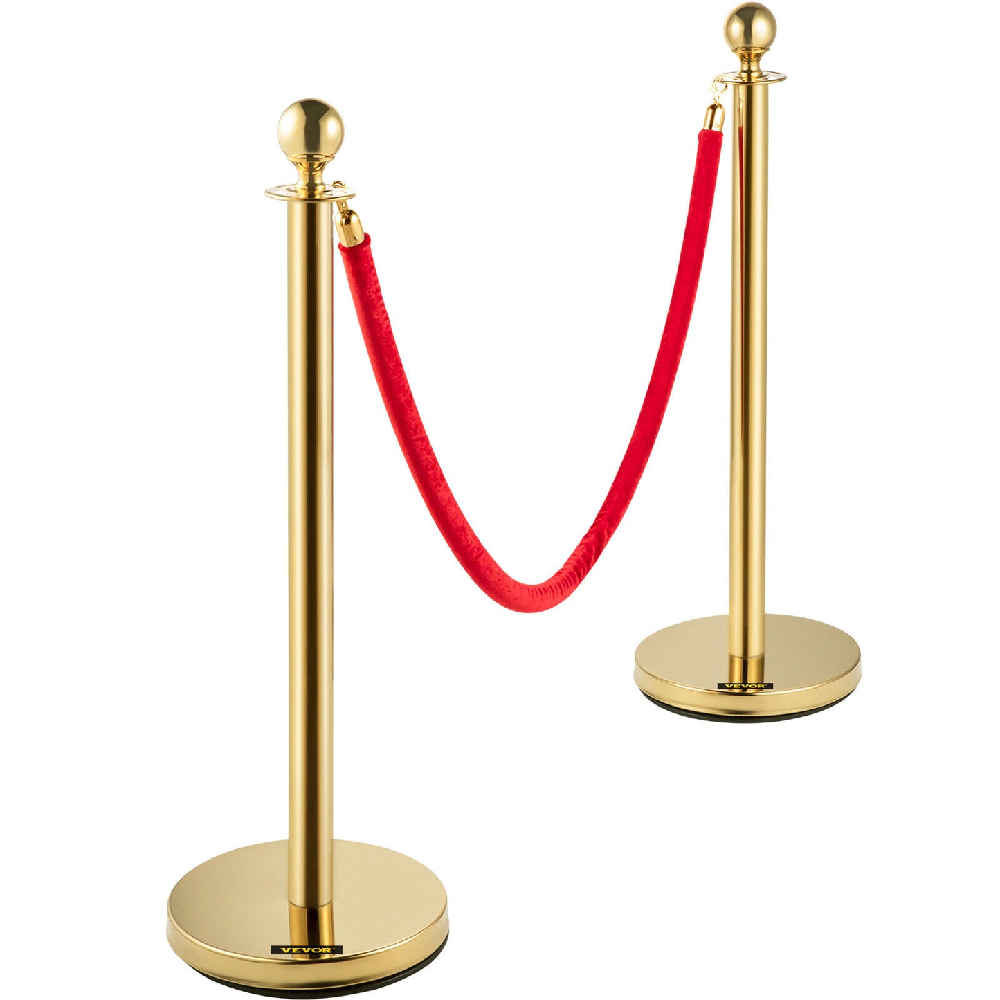 VEVOR 4x Queue Barriers + 3 Ropes Exhibition Crowd Control Bollards Stanchion