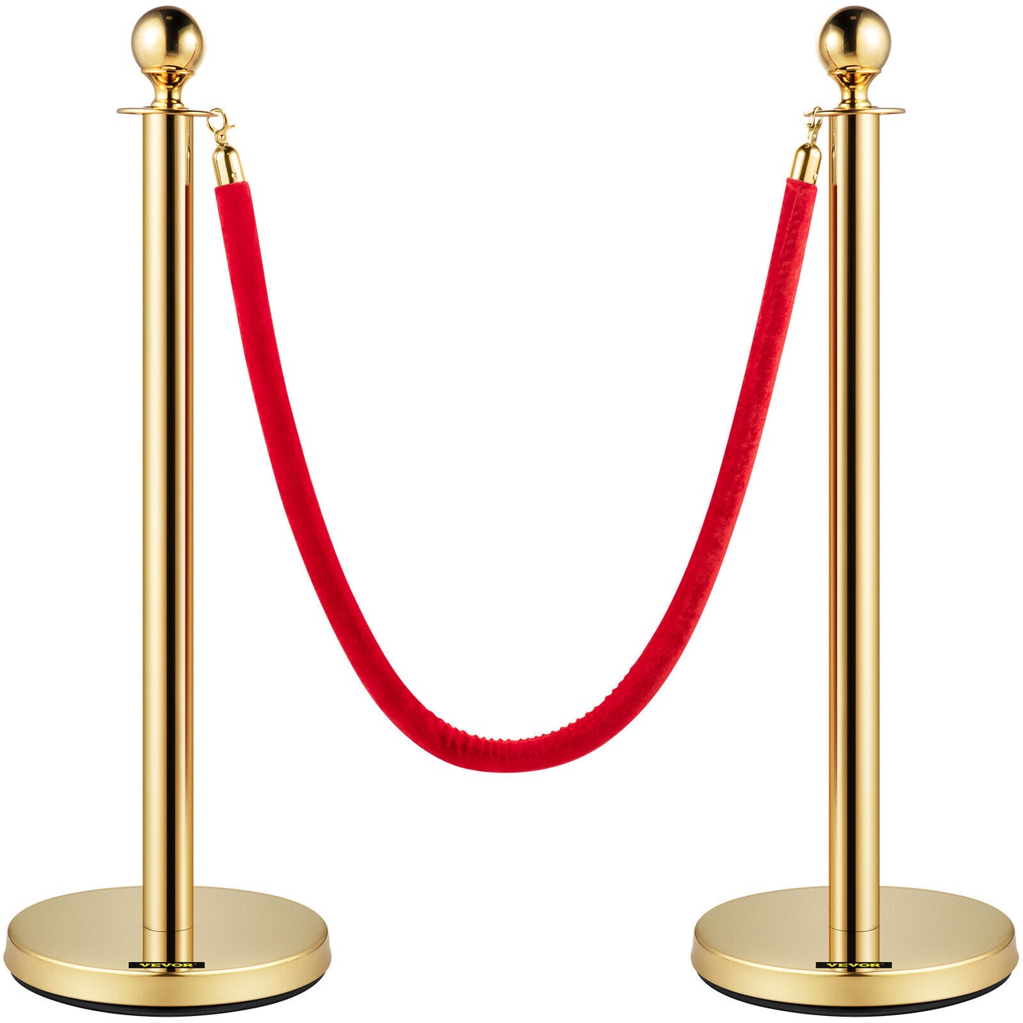 VEVOR 4x Queue Barriers + 3 Ropes Exhibition Crowd Control Bollards Stanchion