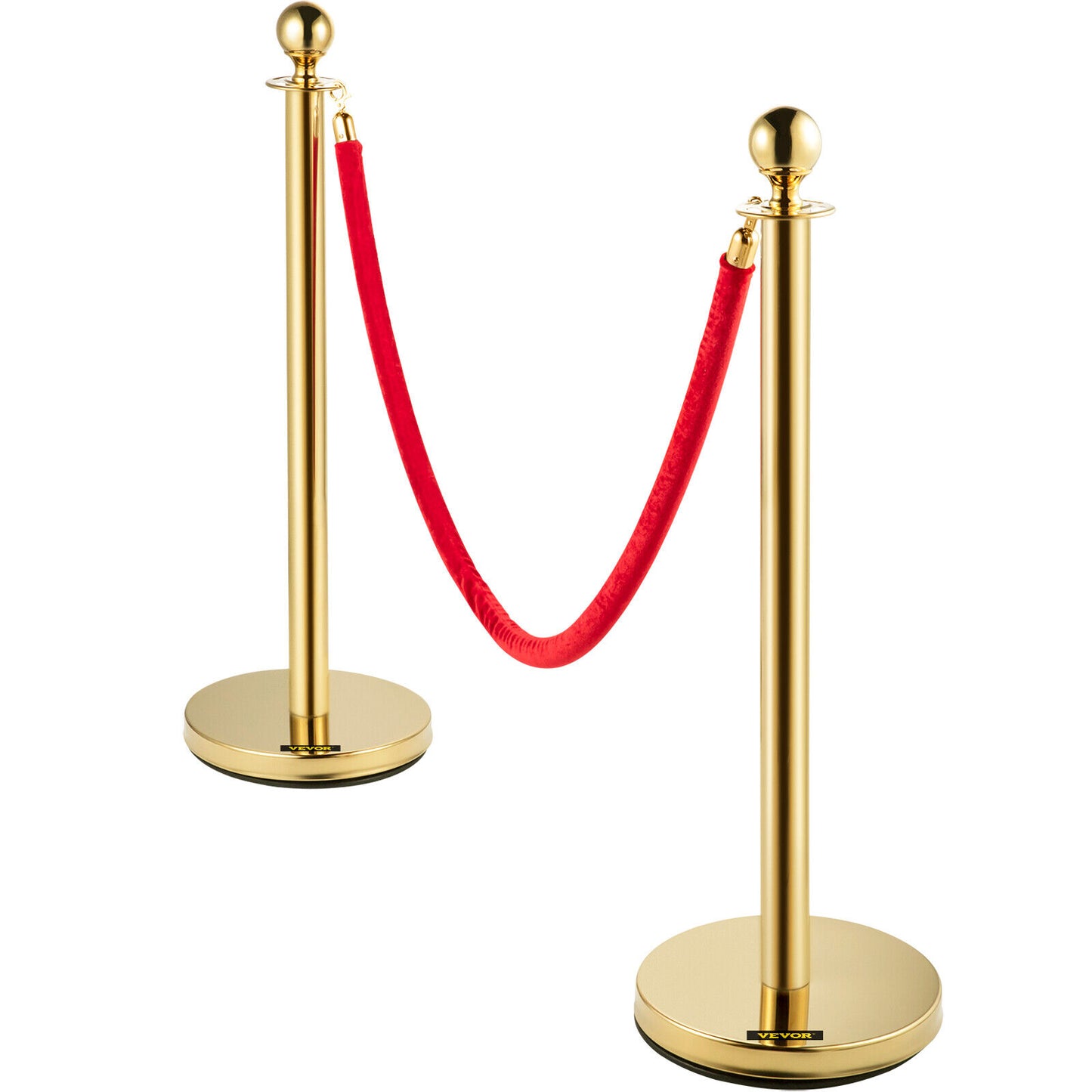 VEVOR 4x Queue Barriers + 3 Ropes Exhibition Crowd Control Bollards Stanchion