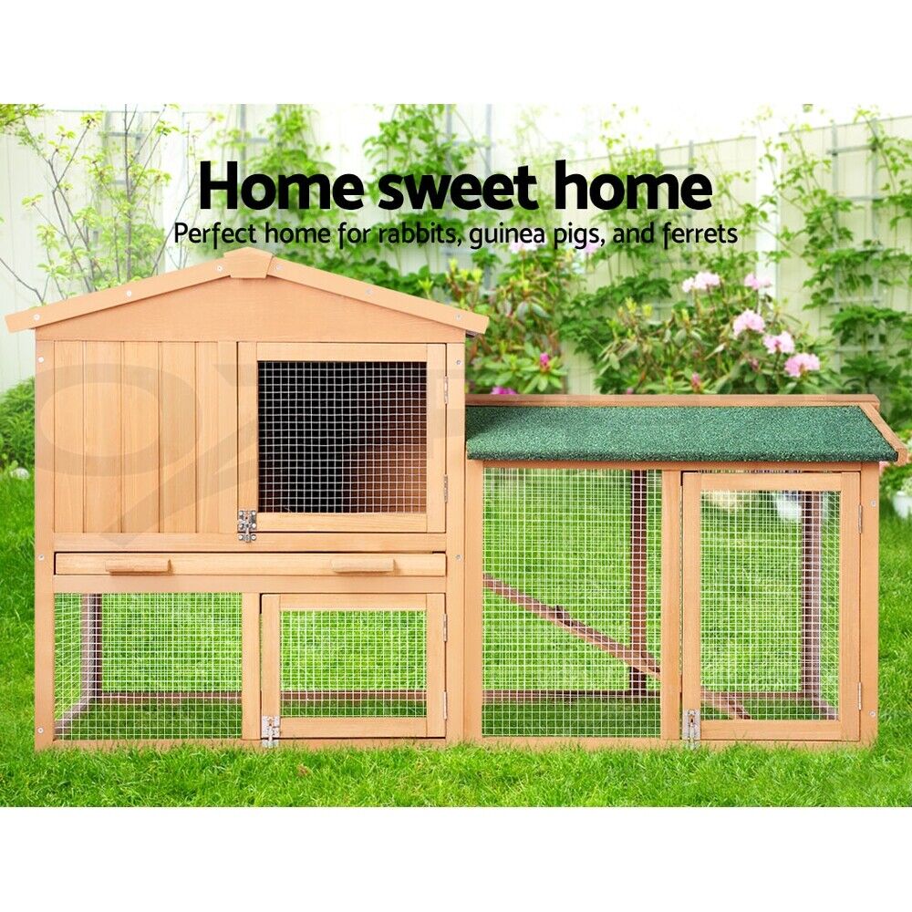 Rabbit Hutch Chicken Coop Hutches Large Run Wooden Cage House Outdoor