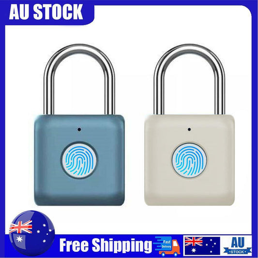 AU- Smart Fingerprint Door Lock USB Charging Portable Keyless Security Padlock