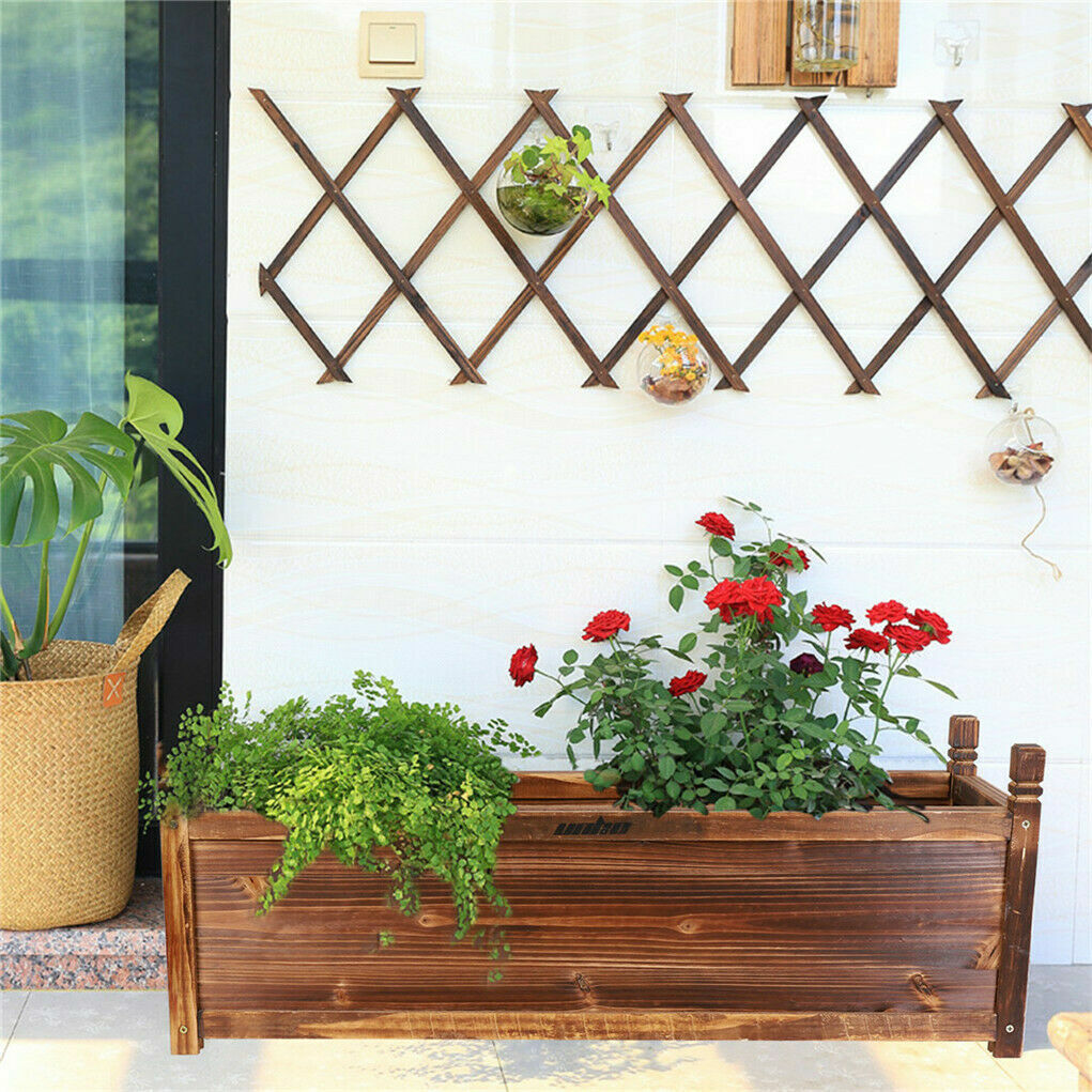 Outdoor Wooden Garden Raised Bed Flowers Herbs Pot Planter Box Porch Patio Decor