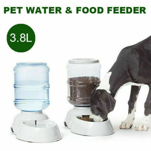 Automatic 3.8L Water Feeder Food Pet Dog Cat Puppy Dispenser Feeder Bowl Bottle