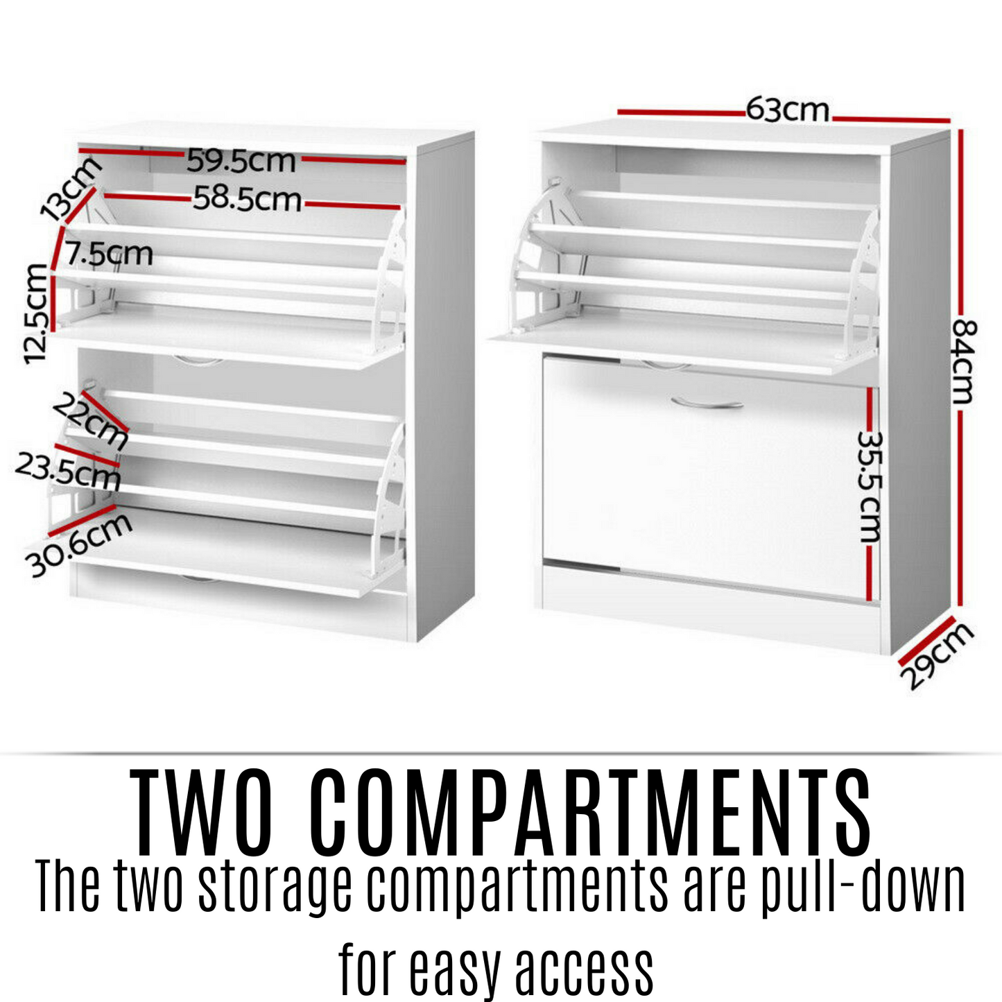 Artiss Shoe Cabinet Shoes Storage Rack 24 Pairs Wooden Organiser Shelf Cupboard