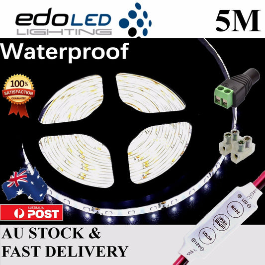 Waterproof 12V Cool White 5M 3528 SMD 300 LED Strips Led Strip Lights Car Boat