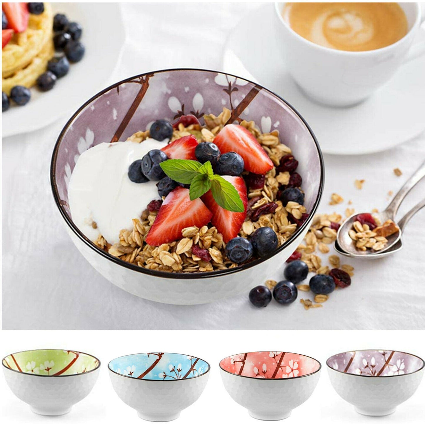 6pcs Porcelain Dessert Bowls Cereal bowl Ceramic Bowl Set Colorful Small BowlsAU