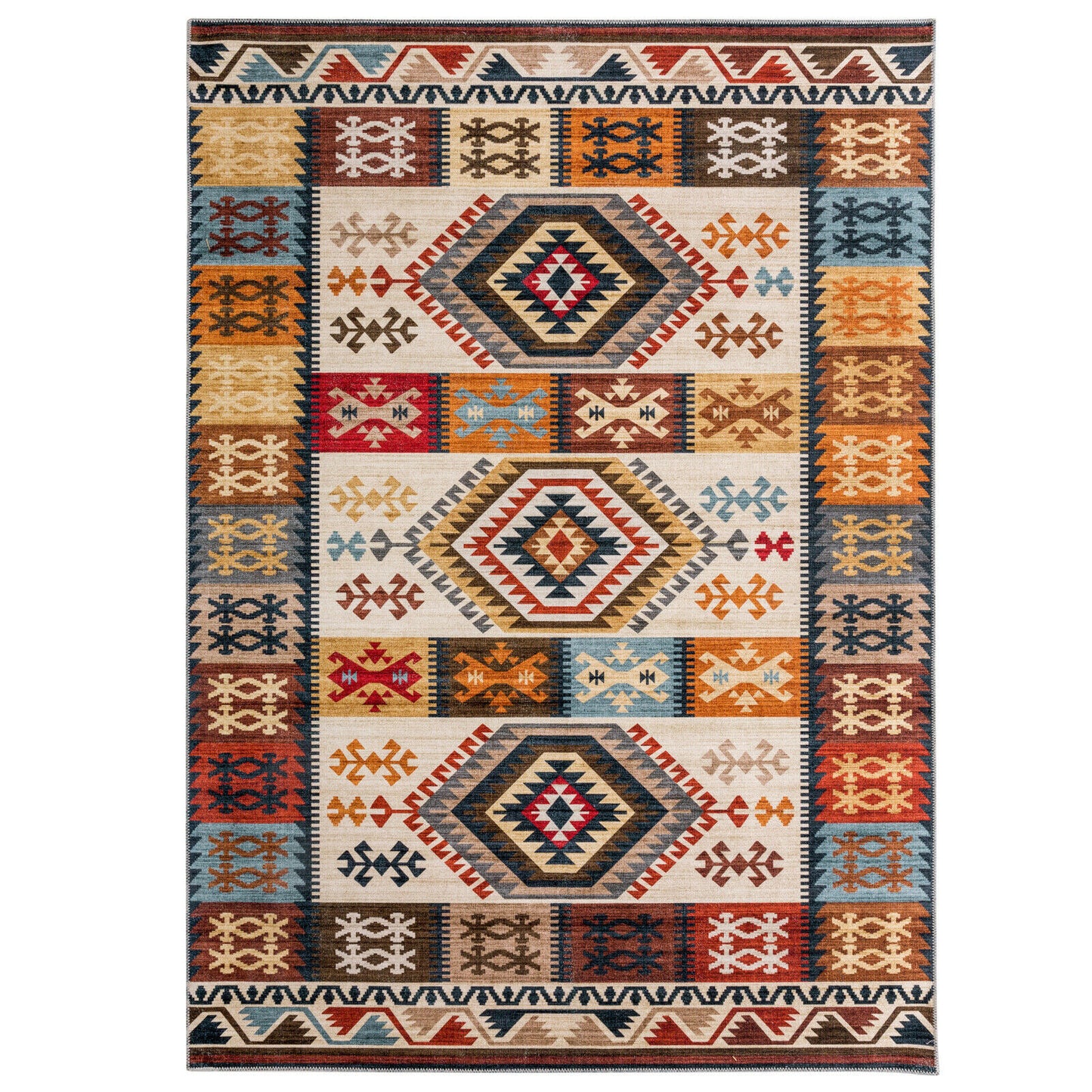 Woolen Rug Multi Rainbow Diamond Kilim Carpet Non Shed Hallway Runner