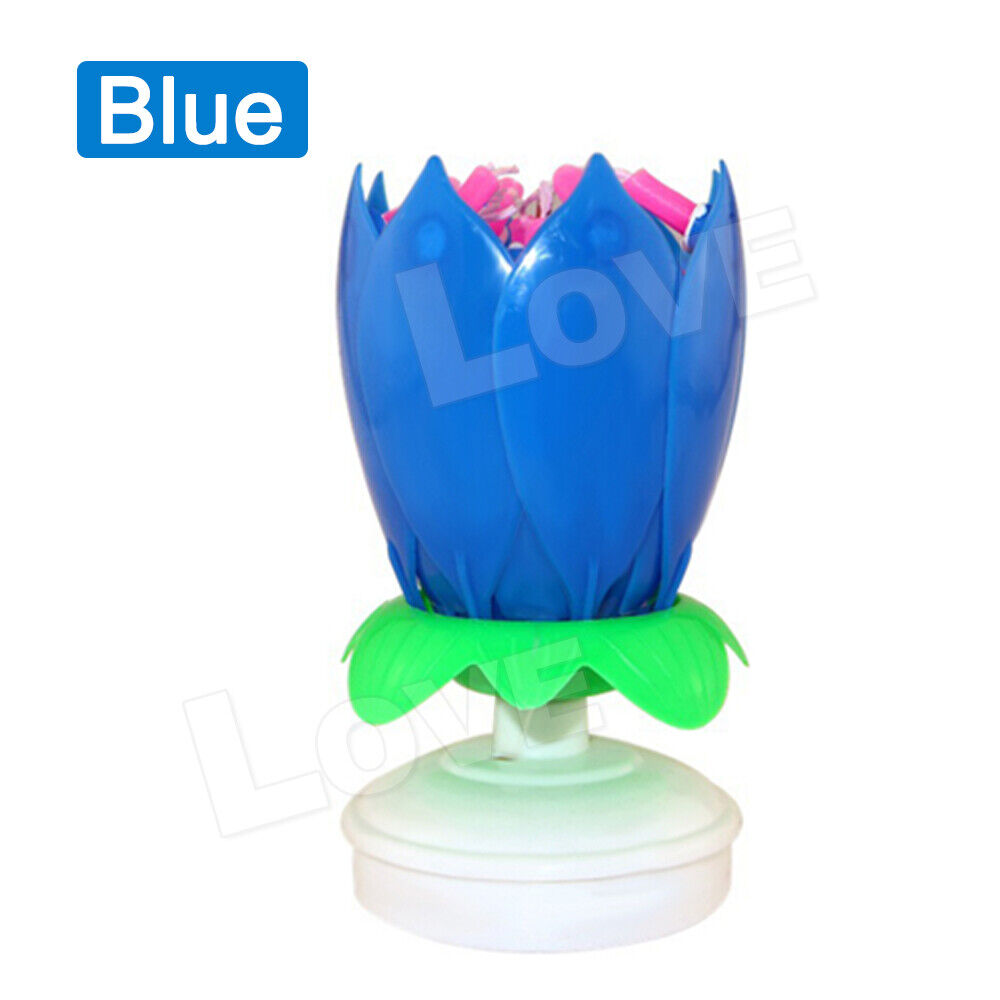 Blossom Lotus Flower Double-deck Rotating Music Birthday Candle Magic Party Cake