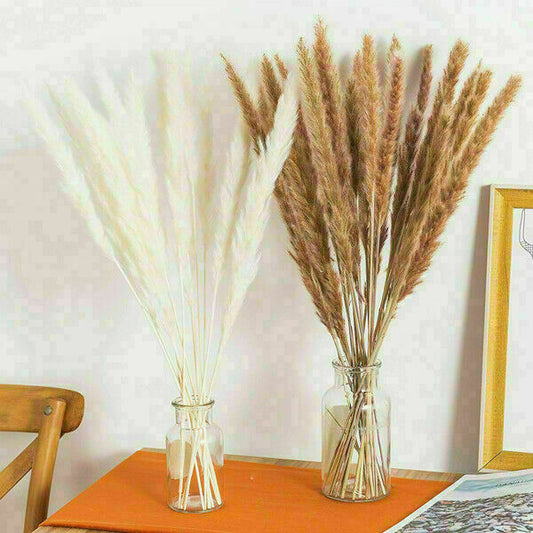 15Pcs Artificial Natural Dried Pampas Grass Flower Bunch Wedding Bouquet Decor