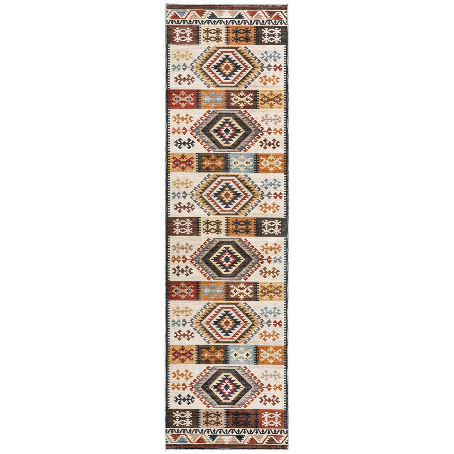 Woolen Rug Multi Rainbow Diamond Kilim Carpet Non Shed Hallway Runner