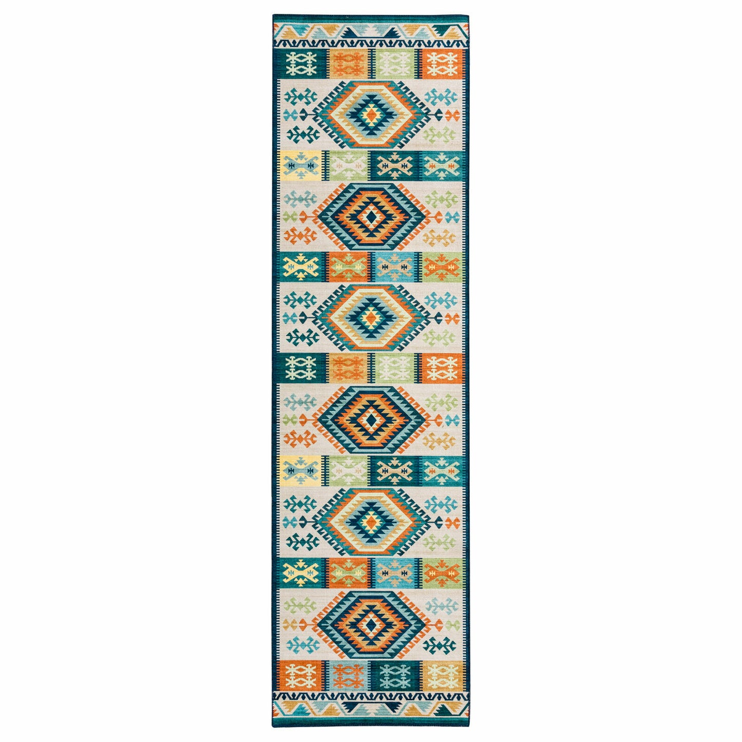 Woolen Rug Multi Rainbow Diamond Kilim Carpet Non Shed Hallway Runner