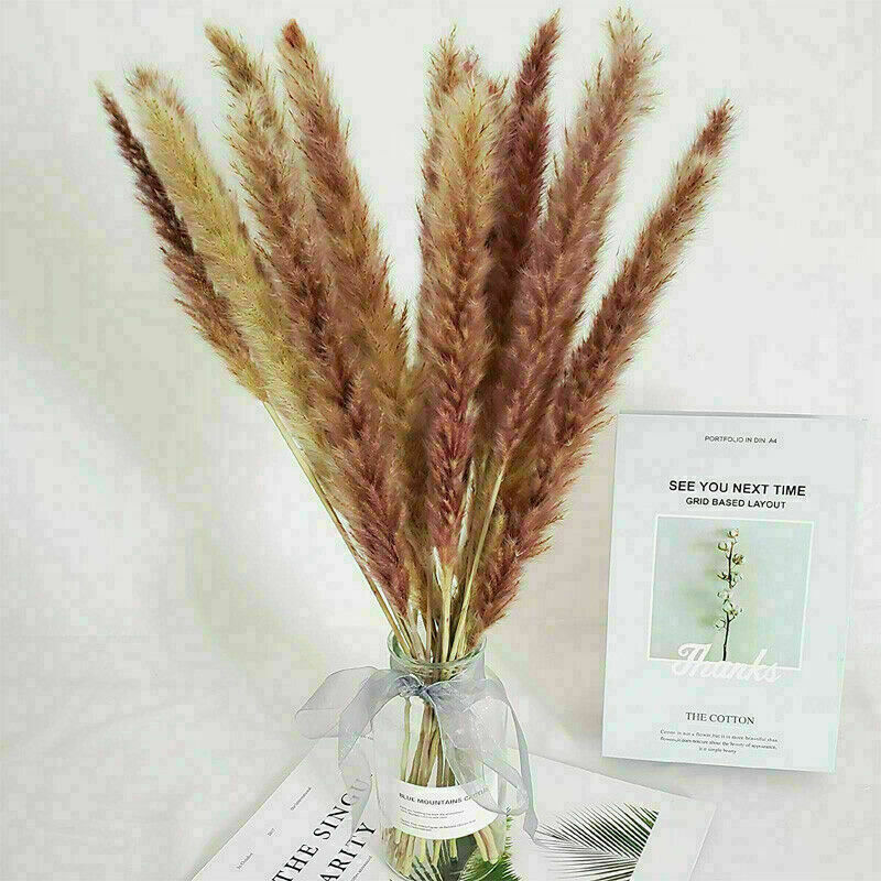 15Pcs Artificial Natural Dried Pampas Grass Flower Bunch Wedding Bouquet Decor