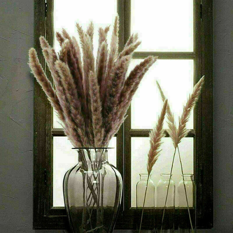 15Pcs Artificial Natural Dried Pampas Grass Flower Bunch Wedding Bouquet Decor