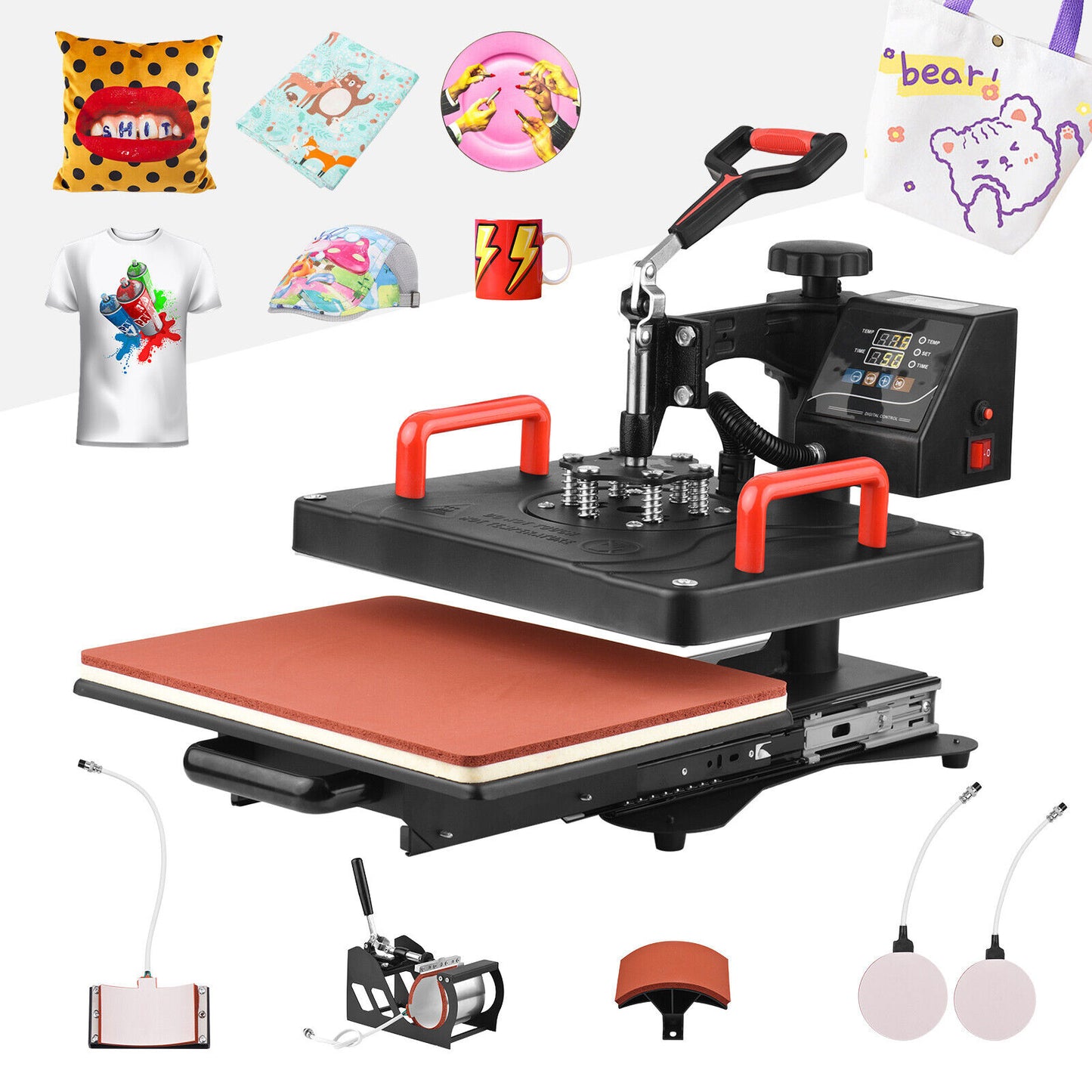 5 in 1 Heat Press Transfer T-Shirt Mug Hat Sublimation Printer Printing Machine