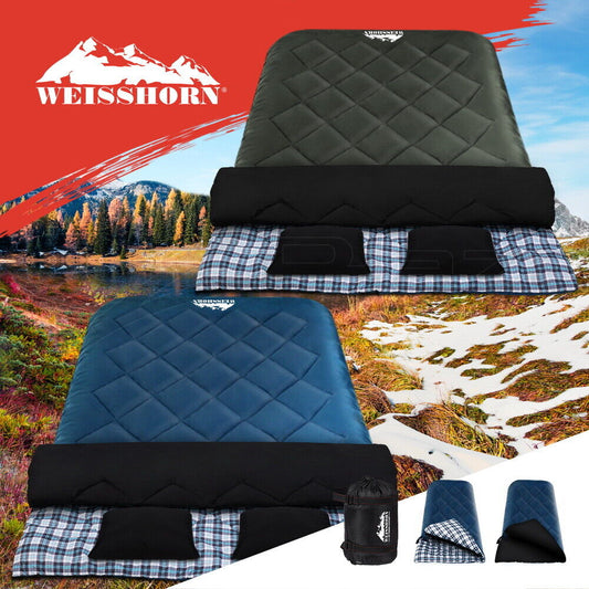 Weisshorn Sleeping Bag Double Camping Hiking Comfort 5°C Tent Winter Thermal