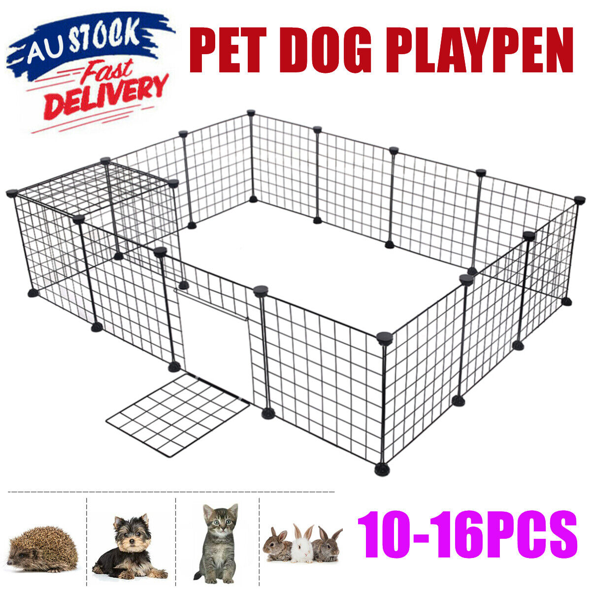 10/12/16PCS Pet Dog Playpen DIY Metal Cage Fence Foldable Enclosure Play Pen AU