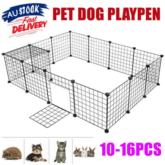 10/12/16PCS Pet Dog Playpen DIY Metal Cage Fence Foldable Enclosure Play Pen AU