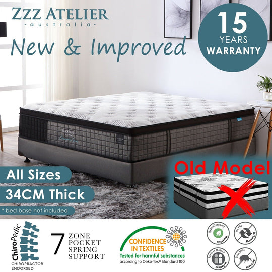 QUEEN DOUBLE KING SINGLE MATTRESS BED EURO TOP POCKET SPRING LATEX CHIROPRACTIC