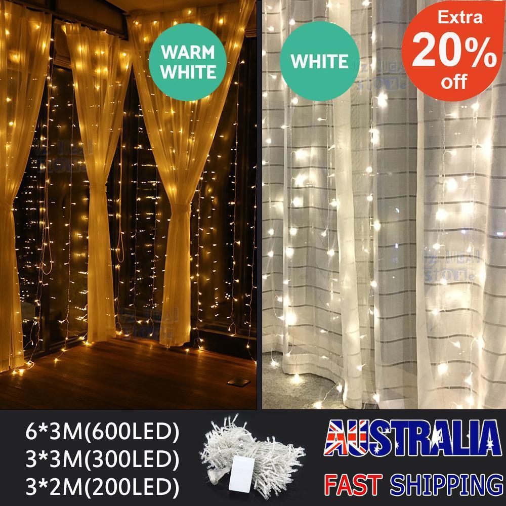 300/600 Led Curtain Fairy Lights Wedding Indoor Outdoor Christmas Garden Party