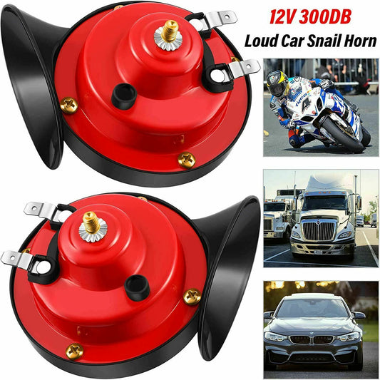 2Pcs Super Horn 12V 300DB Super Loud Horn Snail Motorcycle Car Truck Boat Train