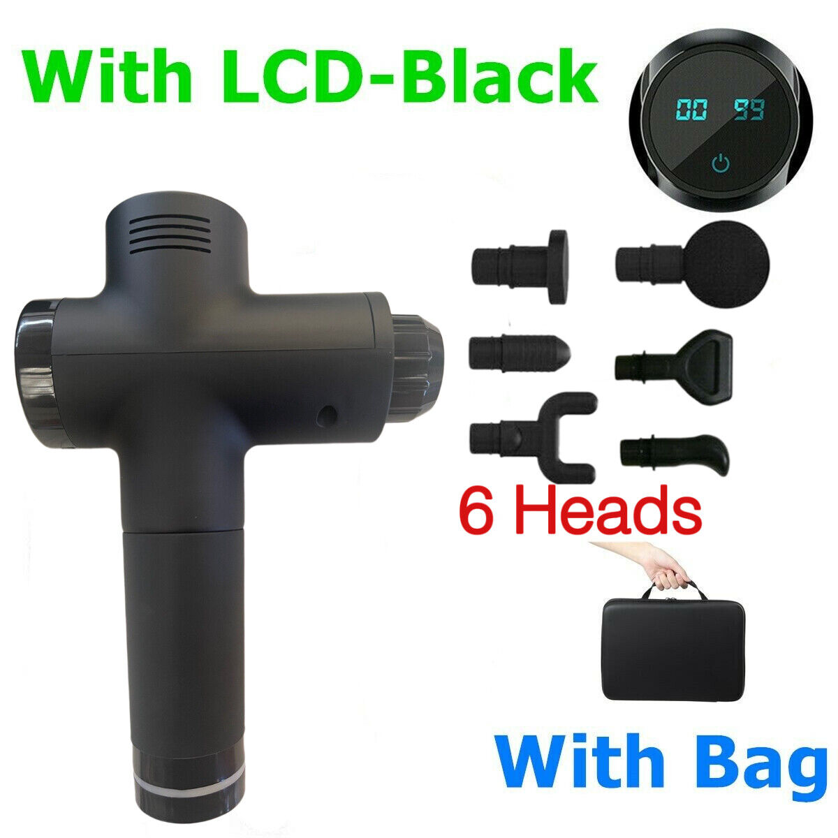 POWERFUL 6 Heads LCD Massage Gun Percussion Vibration Muscle Therapy Deep Tissue